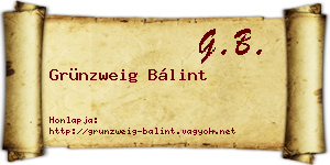 Grünzweig Bálint névjegykártya